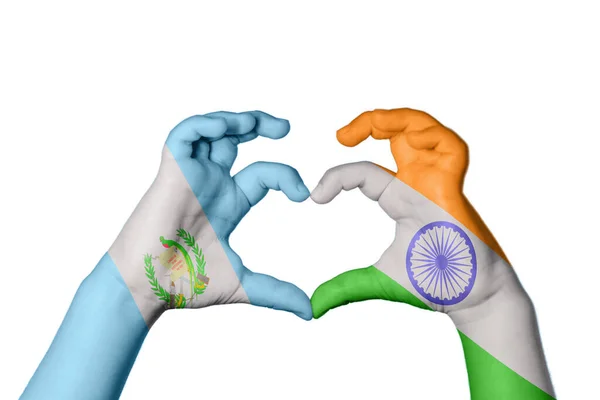 Guatemala India Heart Hand Gesture Making Heart Clipping Path — Stock Photo, Image
