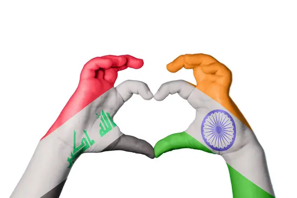Irak Indie Serce Ręczny Gest Serca Ścieżka Wycinania — Zdjęcie stockowe