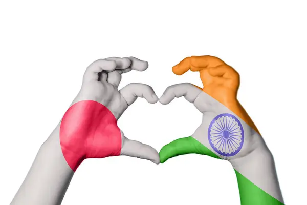 Japán India Szív Kézmozdulat Készítés Szív Vágás — Stock Fotó