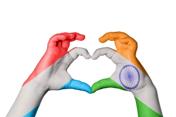 Luxembourg India Szív Kéz Gesztus Készítő Szív Vágó — Stock Fotó