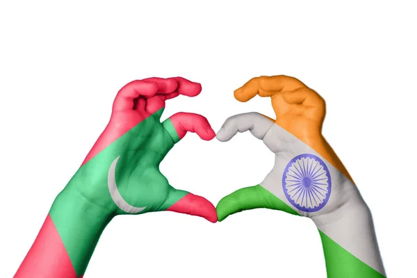 Maldives India Heart Hand Gesture Making Heart Clipping Path — Stock Photo, Image