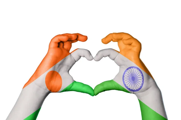 Niger India Heart Hand Gesture Making Heart Clipping Path — Stock Photo, Image