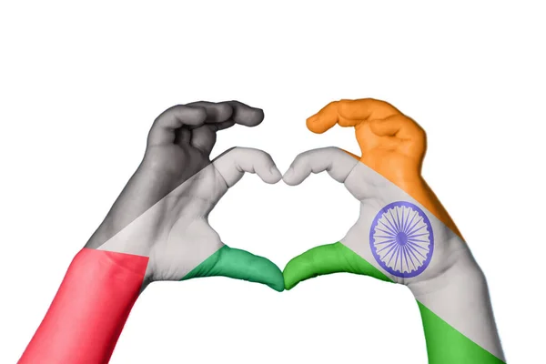 Palestina India Hart Hand Gebaar Maken Hart Knippen Pad — Stockfoto