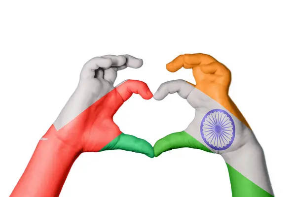 Omán India Szív Kéz Gesztus Készítő Szív Vágási Útvonal — Stock Fotó