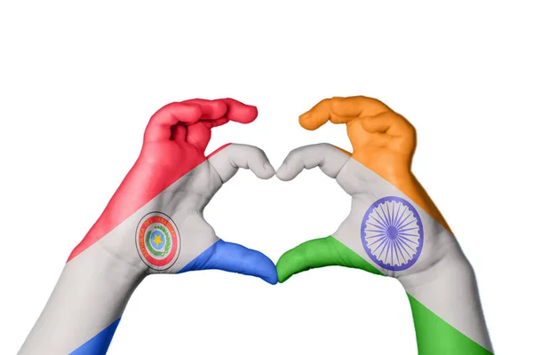 Paraguay India Heart Hand Gesture Making Heart Clipping Path — Stock Photo, Image