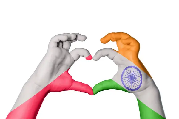 Polen India Hart Hand Gebaar Maken Hart Knippen Pad — Stockfoto