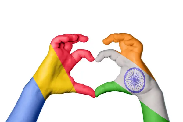 Románia India Szív Kézmozdulatok Készítése Szív Vágási Útvonal — Stock Fotó