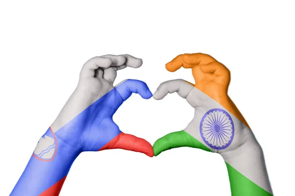 Словения India Heart Hand Gesture Making Heart Clipping Path — стоковое фото
