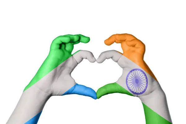 Sierra Leone India Heart Hand Gesture Making Heart Clipping Path — Stock Photo, Image