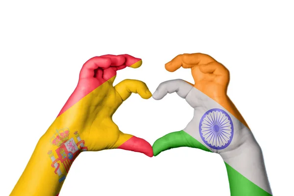 Spanien Indien Hjärta Hand Gest Att Göra Hjärta Klippning Vägen — Stockfoto