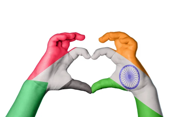 Szudán India Szív Kéz Gesztus Készítő Szív Vágási Útvonal — Stock Fotó