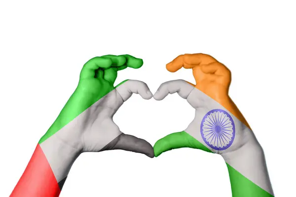 United Arab Emirates India Heart Hand Gesture Making Heart Clipping — Stock Photo, Image