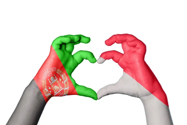 Afghánistán Indonésie Srdce Ruční Gesto Srdce Ořezávání Stezka — Stock fotografie