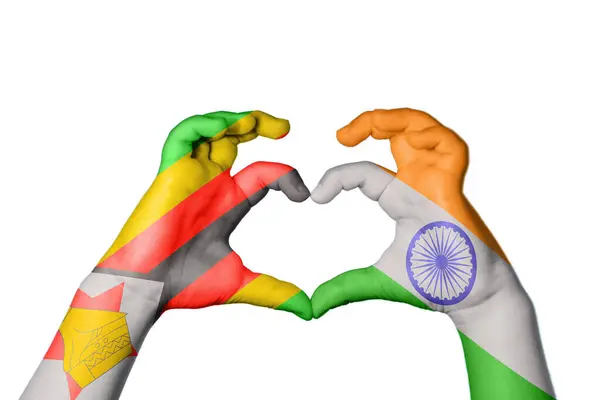 Zimbabwe Indien Hjärta Hand Gest Att Göra Hjärta Klippning Vägen — Stockfoto