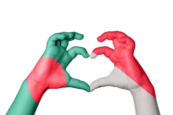 Bangladesz Indonezja Serce Gest Ręczny Serca Ścieżka Clipping — Zdjęcie stockowe