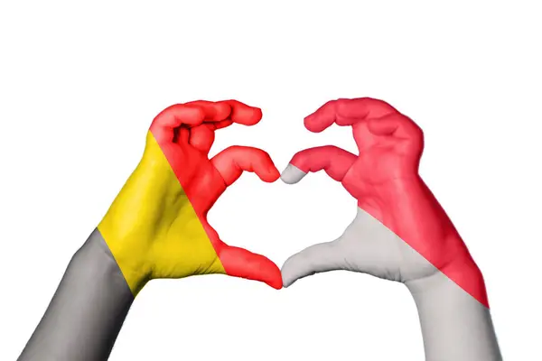 Belgien Indonesien Herz Handgeste Macht Herz Clipping Path — Stockfoto