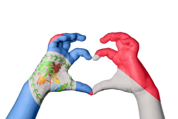 Belize Indonesia Heart Hand Gesture Making Heart Clipping Path — Stock Photo, Image