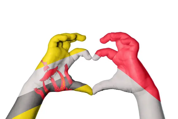 Brunei Indonesia Heart Hand Gesture Making Heart Clipping Path — Stock Photo, Image