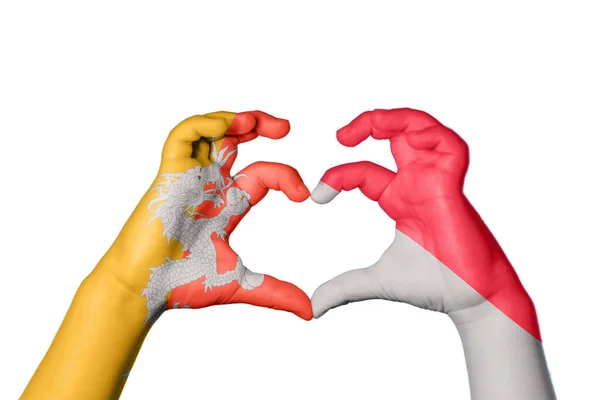 Bhutan Indonesia Heart Hand Gesture Making Heart Clipping Path — Stock Photo, Image