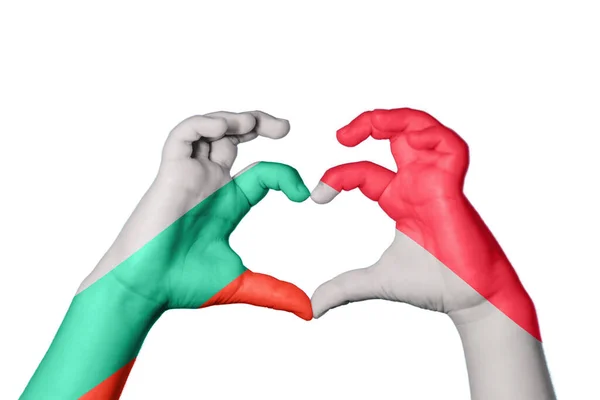 Bulgaria Indonesia Hjerte Håndbevegelse Som Gjør Hjertet Clipping Path – stockfoto