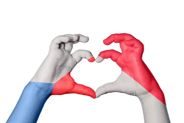 Czech Republic Indonesia Heart Hand Gesture Making Heart Clipping Path — Stock Photo, Image