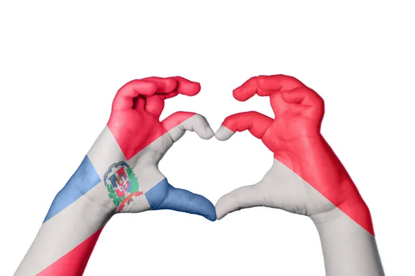 République Dominicaine Indonésie Coeur Geste Main Faisant Coeur Sentier Coupe — Photo