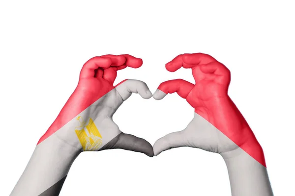 Egypt Indonesia Heart Hand Gesture Making Heart Clipping Path — Stock Photo, Image
