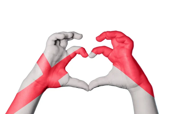 イングランド インドネシア心臓 ハンドジェスチャー作り心臓 クリッピングパス — ストック写真