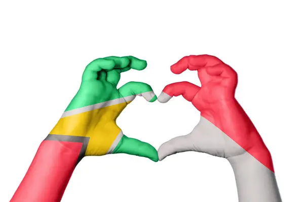 Guyana Indonézia Szív Kéz Gesztus Készítő Szív Vágási Útvonal — Stock Fotó