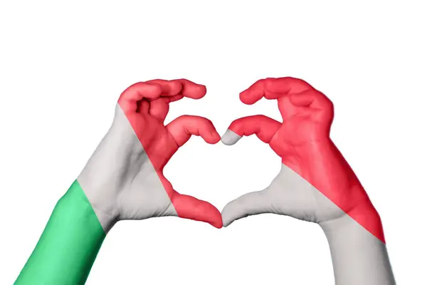 Włochy Indonezja Serce Ręczny Gest Serca Ścieżka Klipu — Zdjęcie stockowe