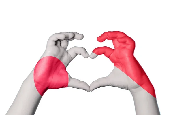 Japan Indonesien Herz Handbewegung Die Herz Macht Clipping Path — Stockfoto