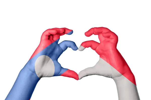 Laos Indonesia Heart Hand Gesture Making Heart Clipping Path — Stock Photo, Image