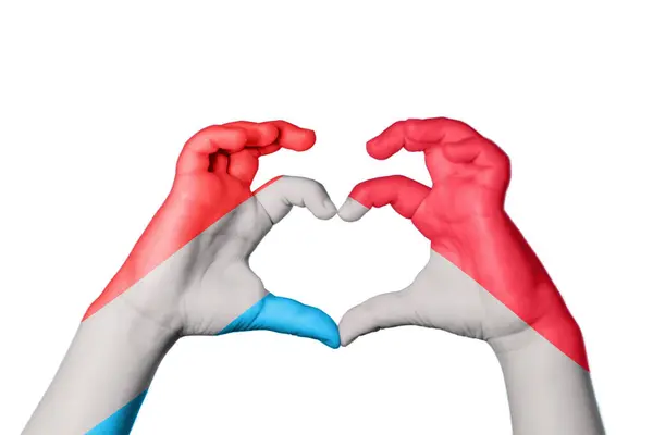 Luksemburg Indonezja Serce Ręczny Gest Serca Ścieżka Klipu — Zdjęcie stockowe