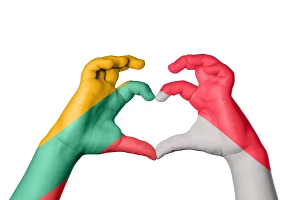 Litauen Indonesien Herz Handbewegung Die Herz Macht Clipping Path — Stockfoto