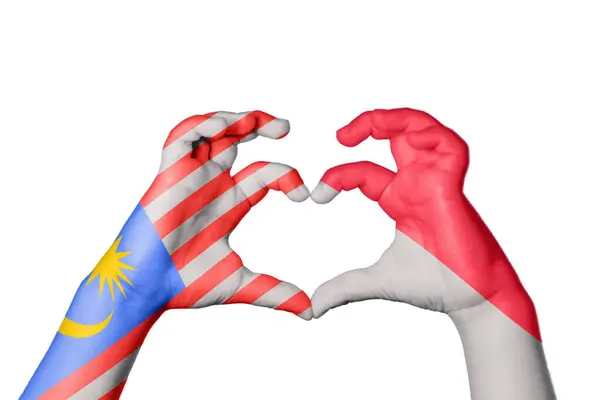 Malaysia Indonesia Heart Hand Gesture Making Heart Clipping Path — Stock Photo, Image