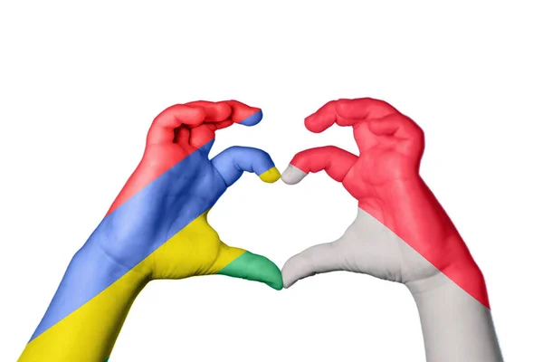 Mauritius Indonesia Heart Hand Gesture Making Heart Clipping Path — Stock Photo, Image