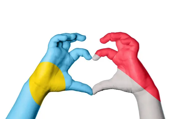 Palau Indonesia Heart Hand Gesture Making Heart Clipping Path — Stock Photo, Image