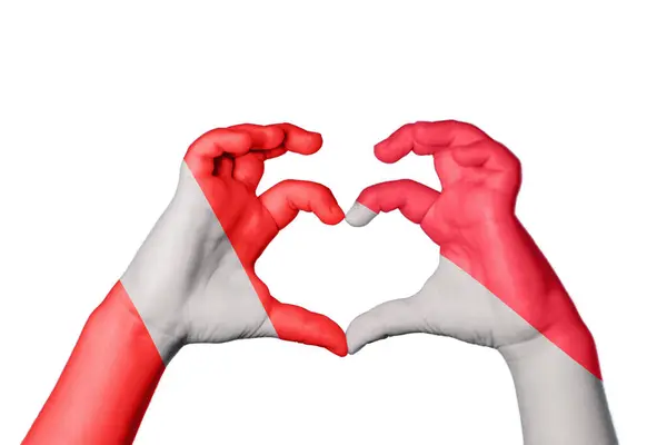 Peru Indonesia Heart Hand Gesture Making Heart Clipping Path — Stock Photo, Image