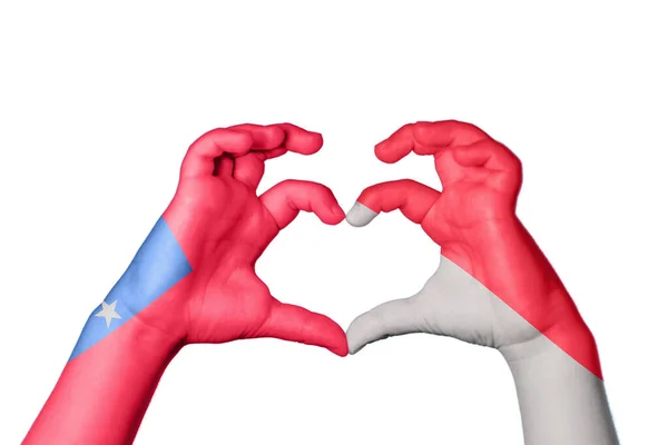 Samoa Indonesia Heart Hand Gesture Making Heart Clipping Path — Stock Photo, Image