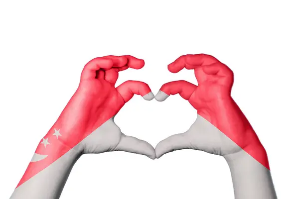 Singapore Indonesia Heart Hand Gesture Making Heart Clipping Path — Stock Photo, Image