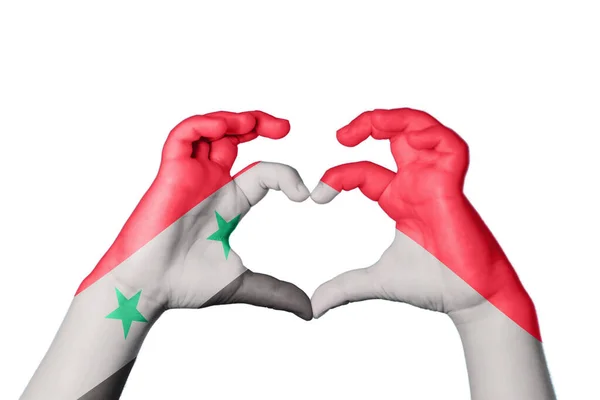 Syrien Indonesien Hjärta Hand Gest Att Göra Hjärta Klippning Vägen — Stockfoto