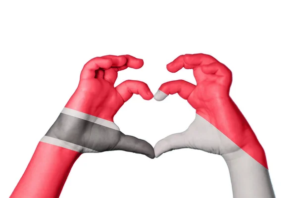 Trinidad Tobago Indonesia Heart Hand Gesture Making Heart Clipping Path — Stock Photo, Image