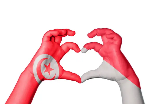 Tunezja Indonezja Serce Gest Ręczny Serca Ścieżka Przecinania — Zdjęcie stockowe