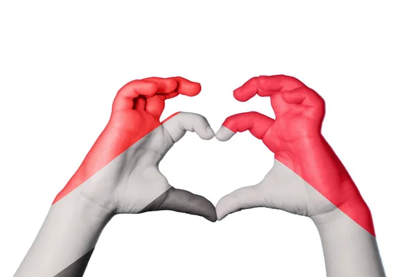 Yemen Indonesia Heart Hand Gesture Making Heart Clipping Path — Stock Photo, Image