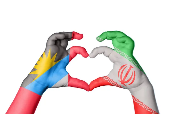 安提瓜和巴布达Iran Heart Hand Gesture Making Heart Clipping Path — 图库照片