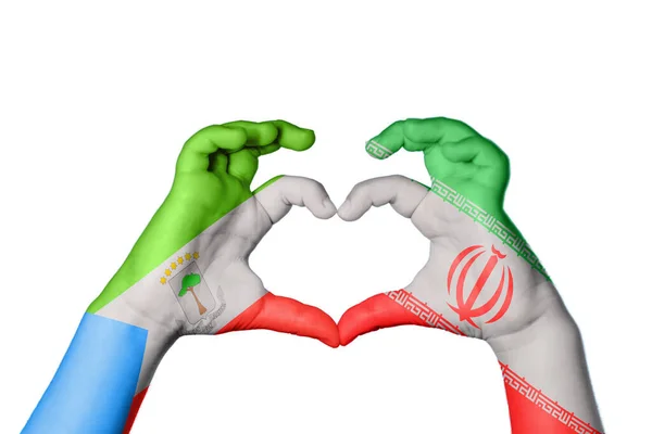 Äquatorialguinea Iran Herz Handbewegung Die Herz Macht Clipping Path — Stockfoto