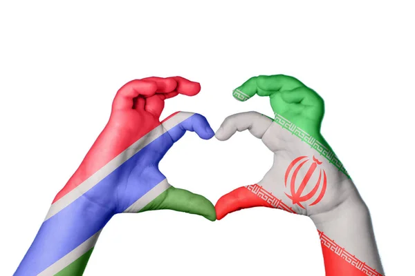 Gambia Iran Heart Hånd Gestus Gør Hjerte Klipning Sti - Stock-foto