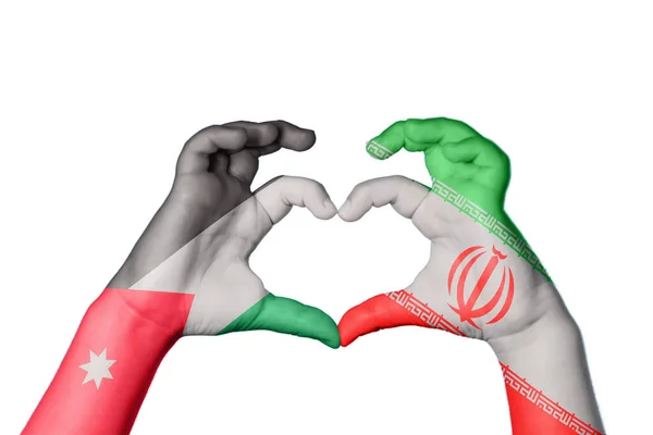 Jordan Iran Heart Hånd Gestus Gør Hjerte Clipping Path - Stock-foto