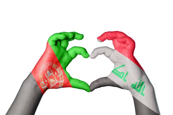 Afghanistan Irak Herz Handbewegung Die Herz Macht Clipping Path — Stockfoto