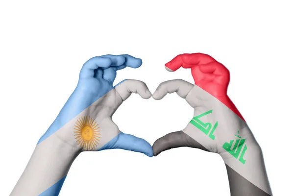 Argentinien Irak Herz Handgeste Die Herz Macht Clipping Path — Stockfoto